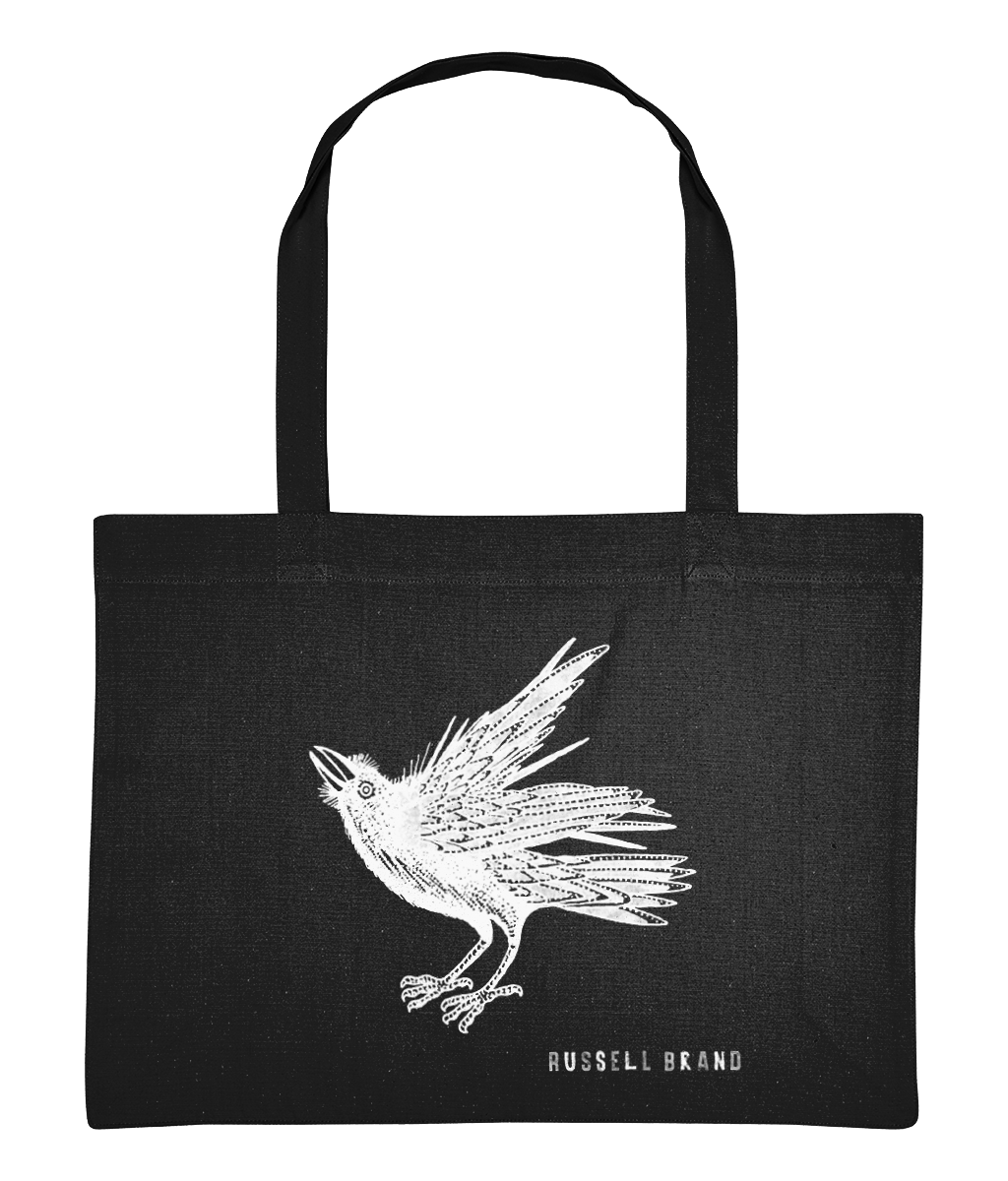 Recycled Shopping Tote Bag - White Signature Crow